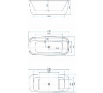 Ванна Aquanet 1700x780 мм, акриловая, слив-перелив, белый матовый/черный матовый Black matte 00293080