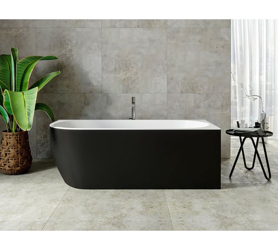 Ванна Aquanet 1800x800 мм, акрил, слив-перелив, белый матовый/черный матовый Black matte 00293079