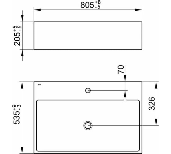 Керамическая раковина KEUCO EDITION 90 39062318001 805x535x205 мм, белый 00000106166