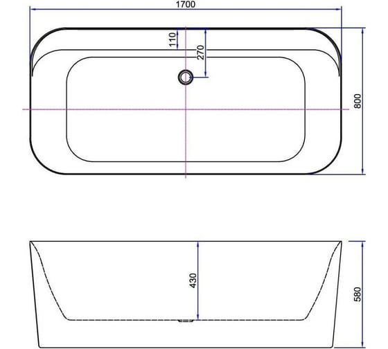 Акриловая ванна ALLEN BRAU Infinity 170x80 белый глянец 2.21001.20 00259589