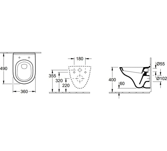 Чаша подвесного унитаза Villeroy & Boch O'Novo 5688H1R1 00279405