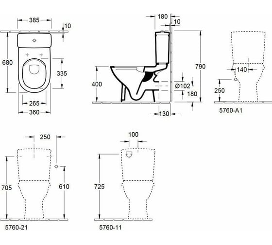 Чаша напольного унитаза Villeroy & Boch O'Novo 5661 R0 01 00199734