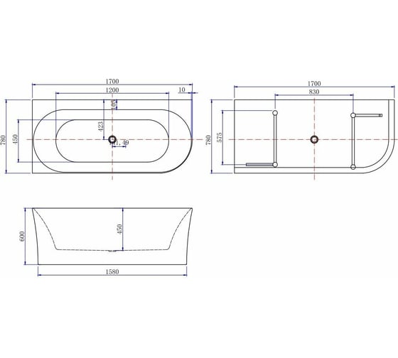 Акриловая ванна ALLEN BRAU Priority 1700x780 Matt White 139778B-MW 00287092