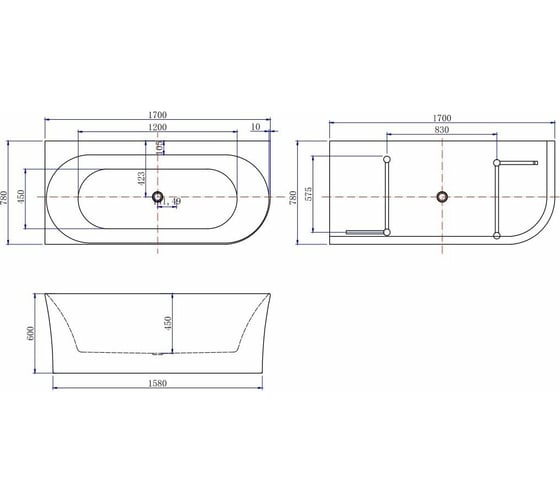 Акриловая ванна ALLEN BRAU Priority 1700x780 Matt White 139778A-MW 00287090