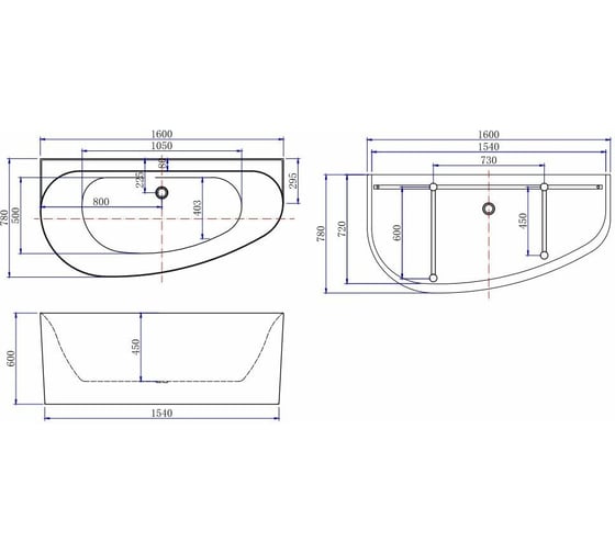 Акриловая ванна ALLEN BRAU Priority 1600x780 Gloss White 138678A-GW 00287093