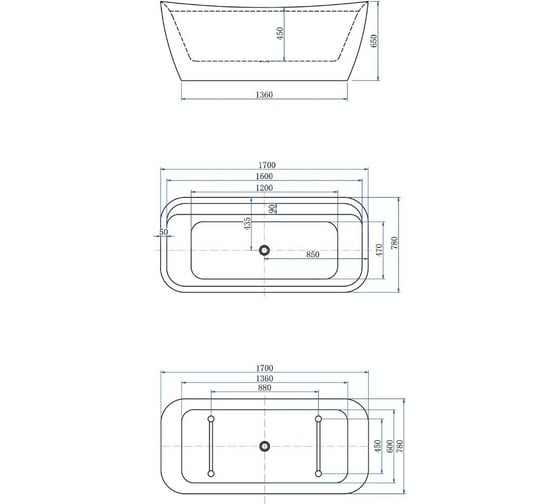 Акриловая ванна ALLEN BRAU Infinity 170x78 белый матовый, панель антрацит 2.21002.21/AM 00291985