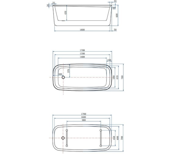 Акриловая ванна ALLEN BRAU Infinity 170x78 белый глянец, панель антрацит 2.21003.20/AM 00291986