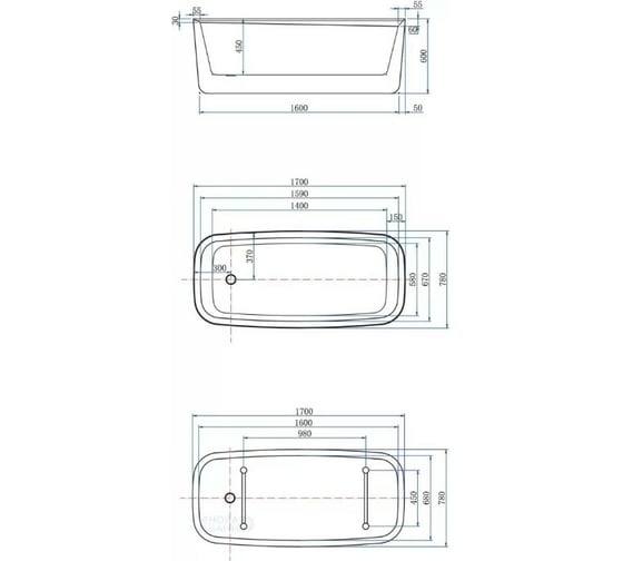 Акриловая ванна ALLEN BRAU Infinity 170x78 белый матовый/папирус 2.21003.21/PWM 00293864