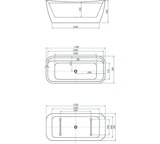 Акриловая ванна ALLEN BRAU Infinity 170x78 белый глянец/папирус 2.21002.20/PWM 00293861