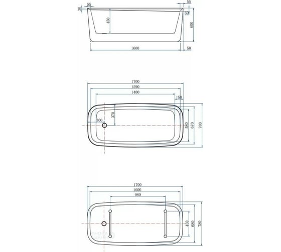 Акриловая ванна ALLEN BRAU Infinity 170x78 белый глянец/платиново-серый 2.21003.20/PGM 00293881