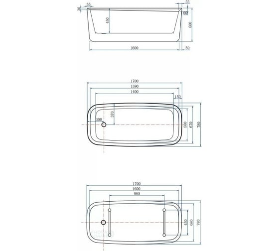 Акриловая ванна ALLEN BRAU Infinity 170x78 белый матовый/платиново-серый 2.21003.21/PGM 00293882