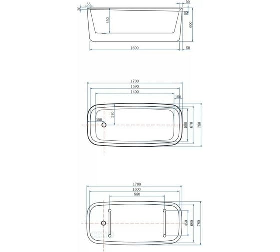 Акриловая ванна ALLEN BRAU Infinity 170x78 белый глянец/цементно-серый 2.21003.20/CGM 00293904
