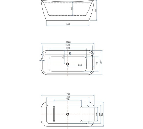 Акриловая ванна ALLEN BRAU Infinity 170x78 белый матовый/цементно-серый 2.21002.21/CGM 00293903