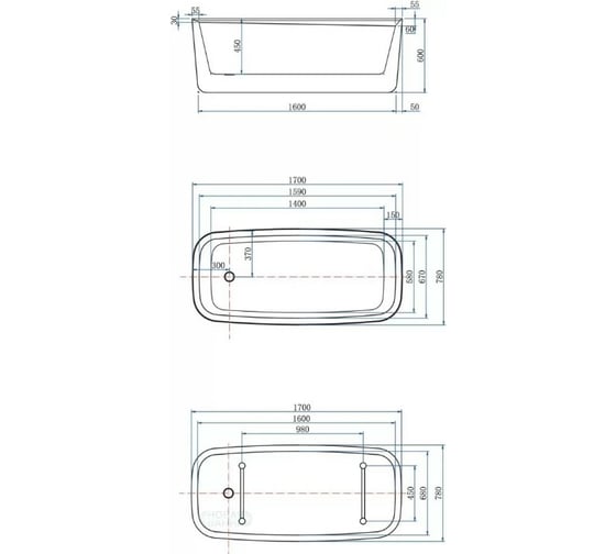 Акриловая ванна ALLEN BRAU Infinity 170x78 белый матовый/цементно-серый 2.21003.21/CGM 00293905