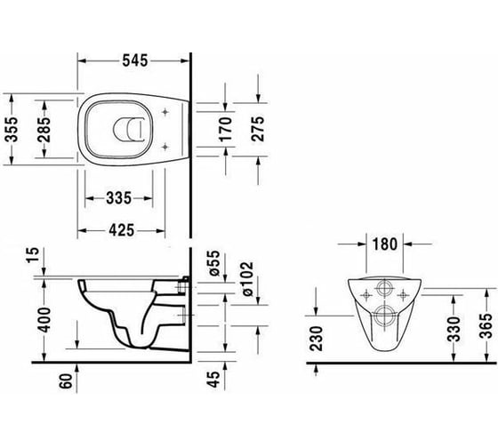 Подвесной унитаз Duravit D-Code cиденье Soft close 45350900A1 00198481