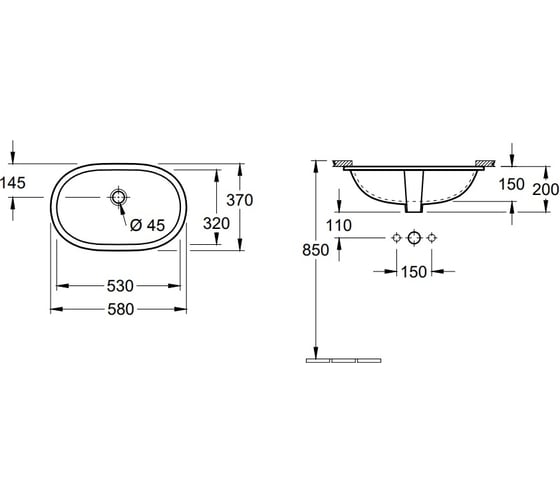 Раковина Villeroy & Boch O'Novo 58 416250R1 00279627