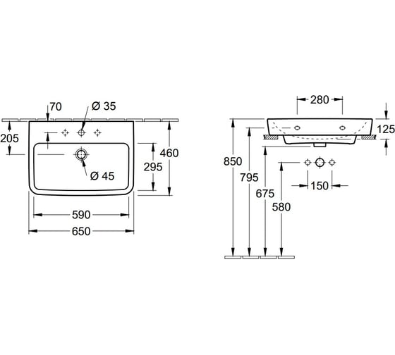 Раковина Villeroy & Boch O'Novo 65 4A41KLR1 00279728