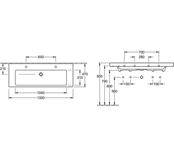 Раковина Villeroy & Boch Subway 2.0 130 7176D2R1 00279804