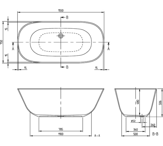 Акриловая ванна Villeroy & Boch Theano UBQ155ANH7F200V-01 00243007
