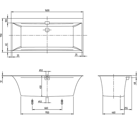 Акриловая ванна Villeroy & Boch Squaro UBQ160SQE2DV-01 00241848