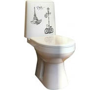 Унитаз-компакт Оскольская керамика ЛЕЯ косой выпуск, 2 режима, сиденье DP, декор Велосипед 438899