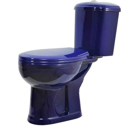 Унитаз-компакт Оскольская керамика ДОРА горизонтальный выпуск, 1 режим, сиденье ПП, синий 463625