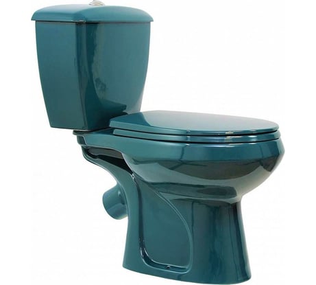 Унитаз-компакт Оскольская керамика ЭЛИССА косой выпуск, 1 режим, сиденье ПП, зеленый 419190
