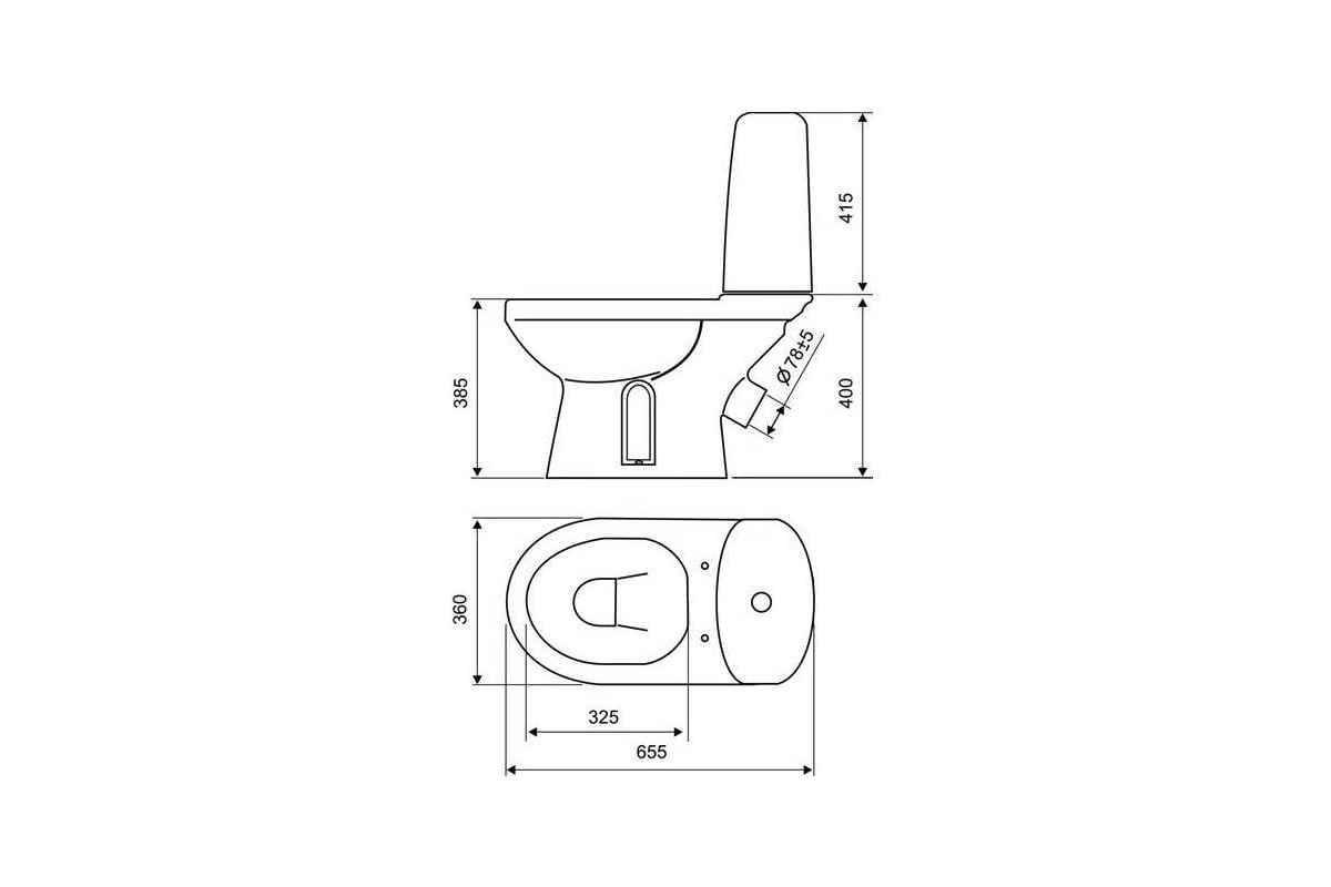 Унитаз-компакт Оскольская керамика ЭЛЬДОРАДО косой выпуск, 2 режима ...