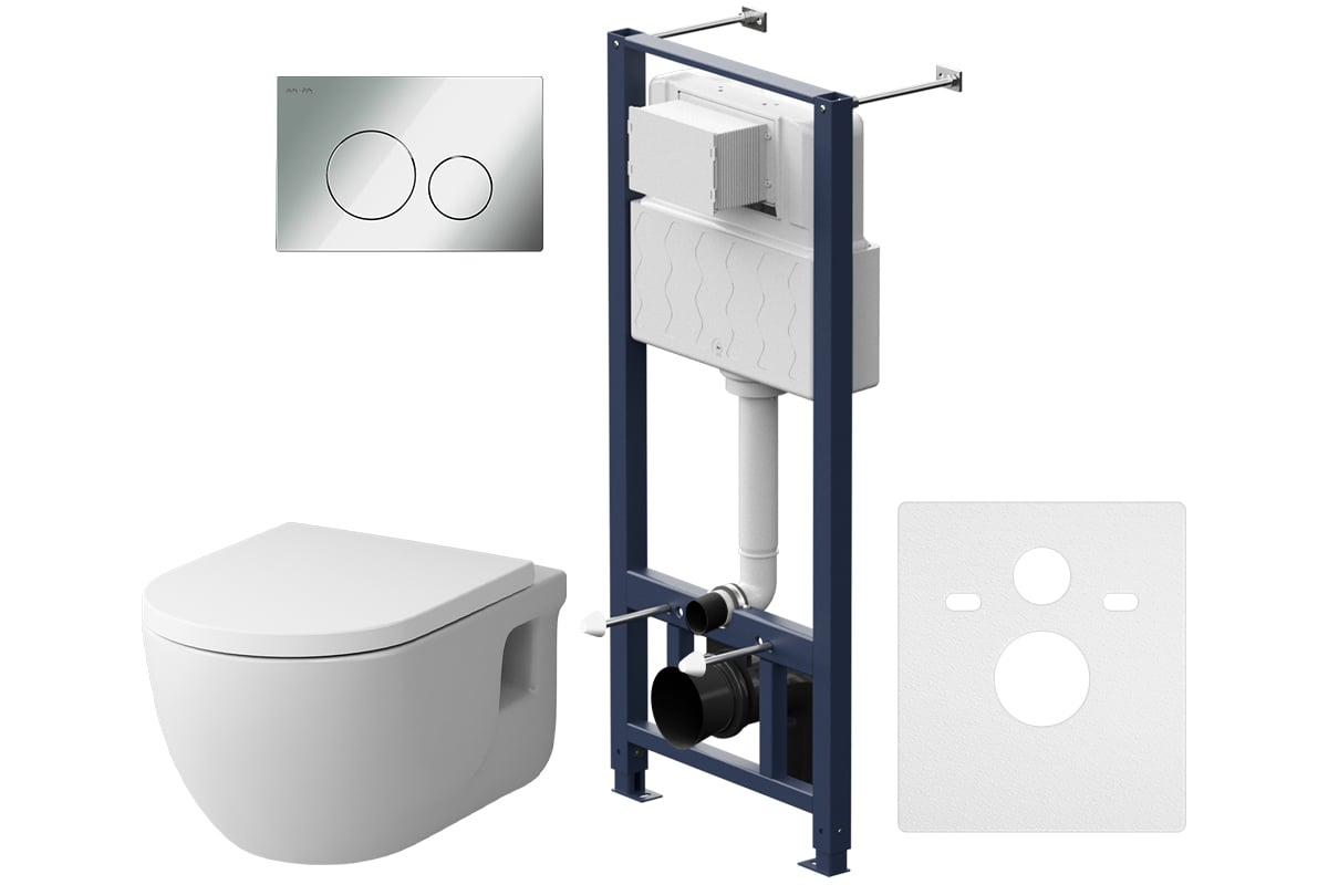 Комплект AM.PM Pro L инсталляция с клавишей, глянцевый хром, с ...