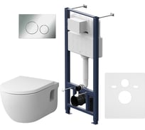 Комплект AM.PM Pro L инсталляция с клавишей, глянцевый хром, с подвесным унитазом Like IS49051.801701