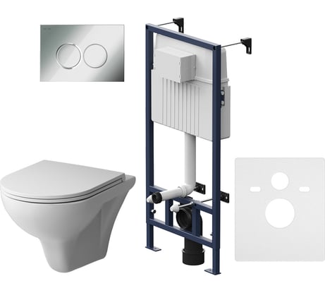 Инсталляция AM.PM с клавишей ProC L глянцевый хром, с подвесным унитазом Gem FlashClean IS70151.901700