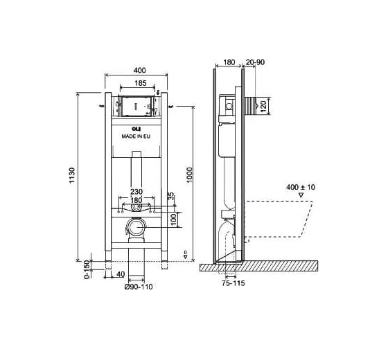 Инсталляция OLI Expert plus 400х1130х150 мм, механическая 721803