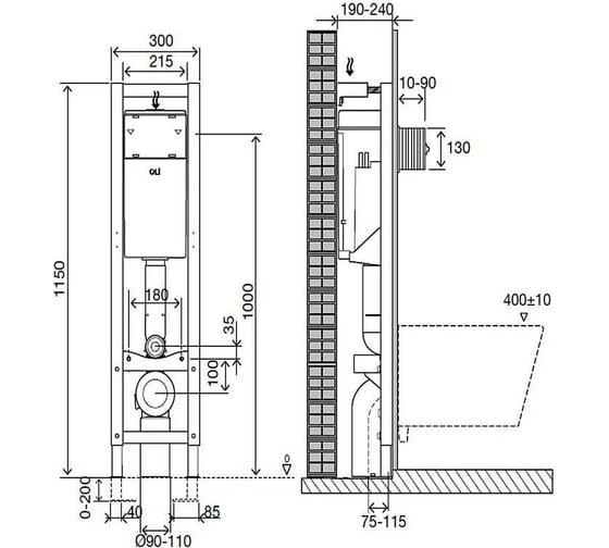 Инсталляция OLI QUADRA PLUS Sanitarblock, пневматика (fast-fit) 141945