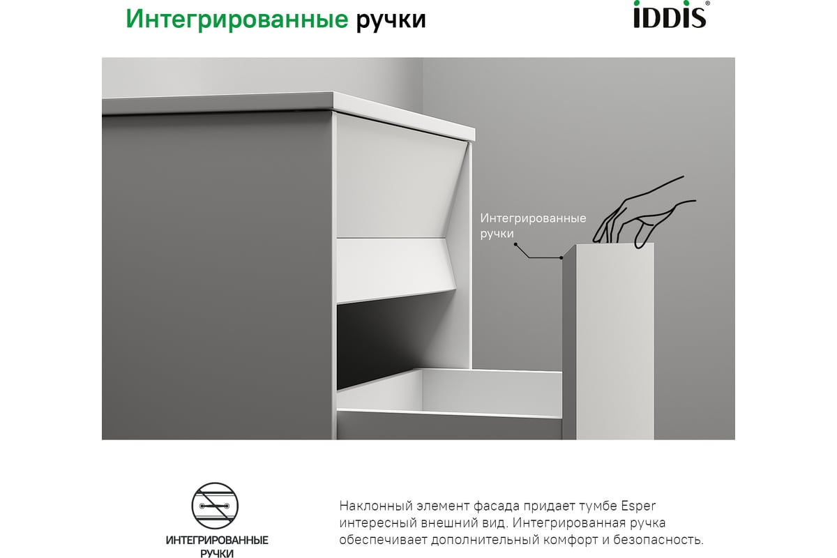 тумба с умывальником подвесная 60 см белая edifice iddis edi60w0i95k