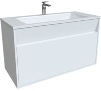 Подвесная тумба с умывальником IDDIS Esper с ящиком, белая 100 см ESP10W0i95K
