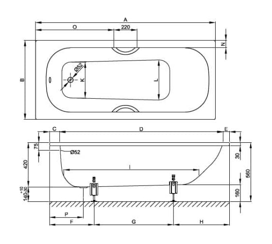 Ванна Bette Form 1500x700x420 с антислипом цвет-белый 2941-000 AR AD