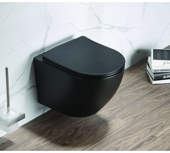 Подвесной унитаз Azario Grado AZ-0046-MB SP (черн. мат) безободковый, 00077058
