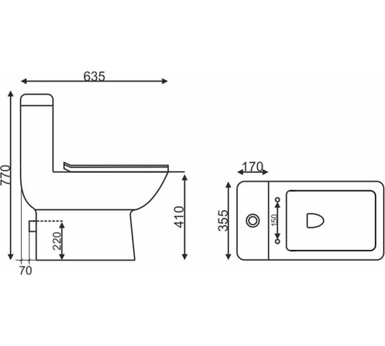 Унитаз-монолит EVA GOLD T1020UF сиденье ДП, с гофрой и подводкой УТ-00001508