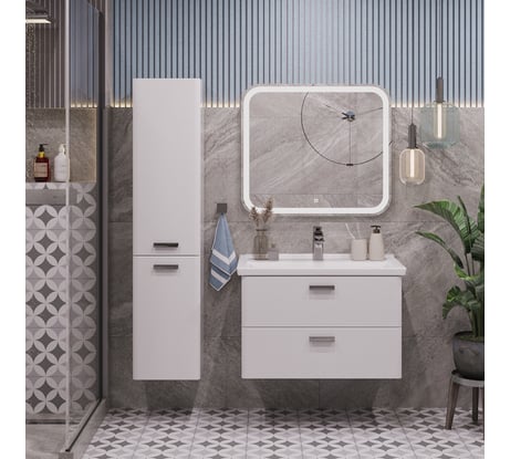 Комплект Sanstar подвесная тумба Gretta 80 с раковиной Миранда 80 329.1-1.5.1.КМИР