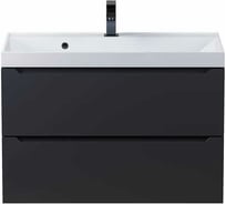 Подвесная тумба с раковиной uperwood Tanos 80 см, черная 291020254