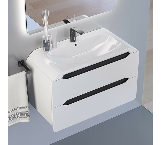 Подвесная тумба с раковиной uperwood Neo 80 см, белая 291020410