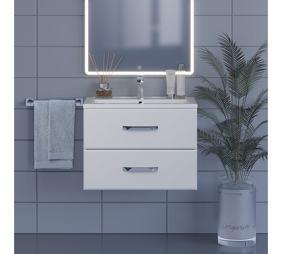 Подвесная тумба с раковиной uperwood Foster 70 см, белая 291020530