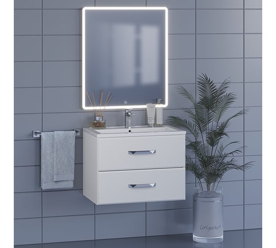Подвесная тумба с раковиной uperwood Foster 70 см, белая 291020530