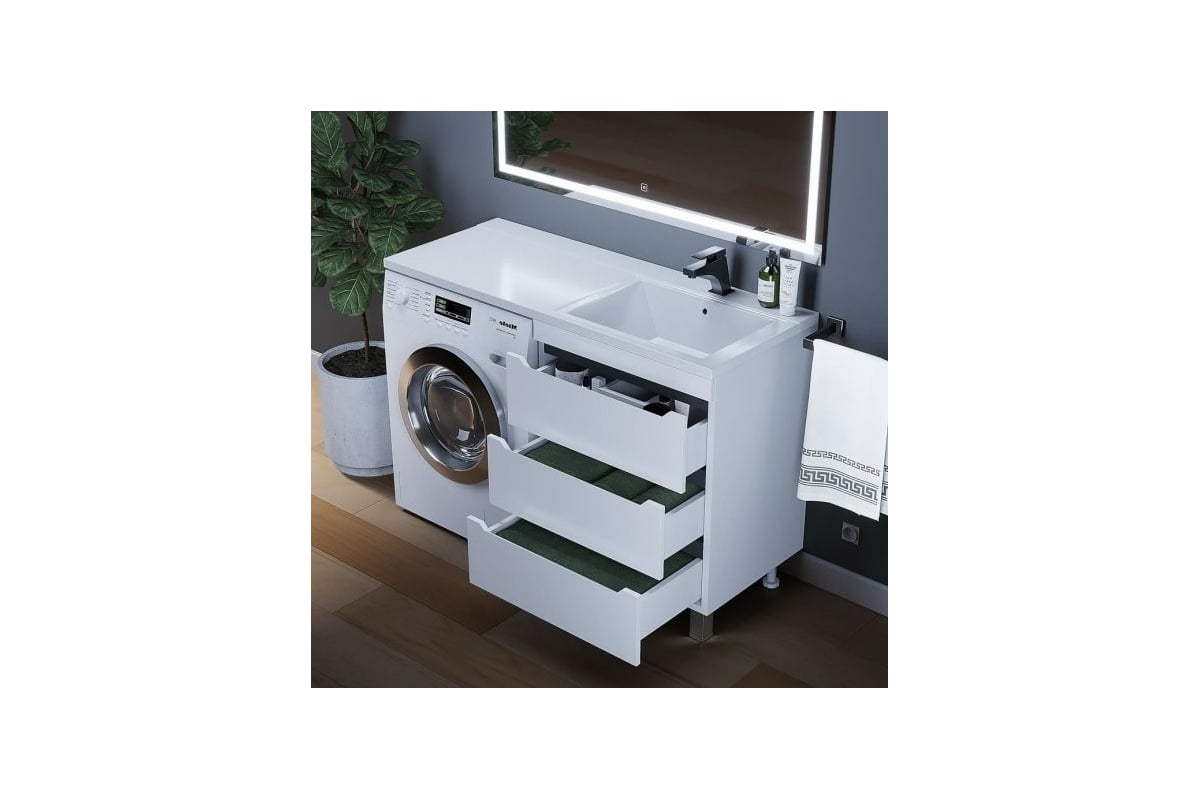 Напольная тумба под стиральную машину uperwood Tanos 60 см, с раковиной ...