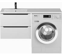 Подвесная тумба под стиральную машину uperwood Tanos 60 см, с раковиной Cosmos 120 см, левая, белая/графит 291021007