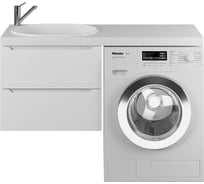 Подвесная тумба под стиральную машину uperwood Tanos 60 см, с раковиной Bruks 120 см, левая, белая 291021011