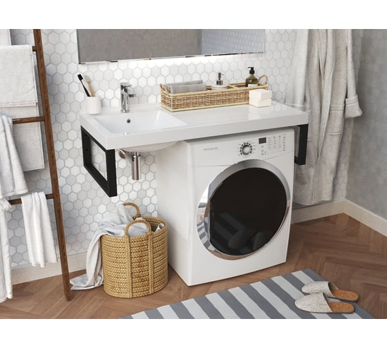 Раковина 1Marka Wash 110 Polytitan с черными кронштейнами Ц0000010452