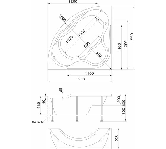 Ванна Aima GRAND LUXE155x155 01грл1515