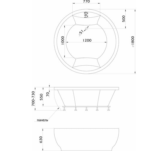Ванна Aima OMEGA New 180x180 круглая 01ом1818