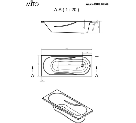 Ванна прямоугольная Cersanit Mito RED 170x70 63377